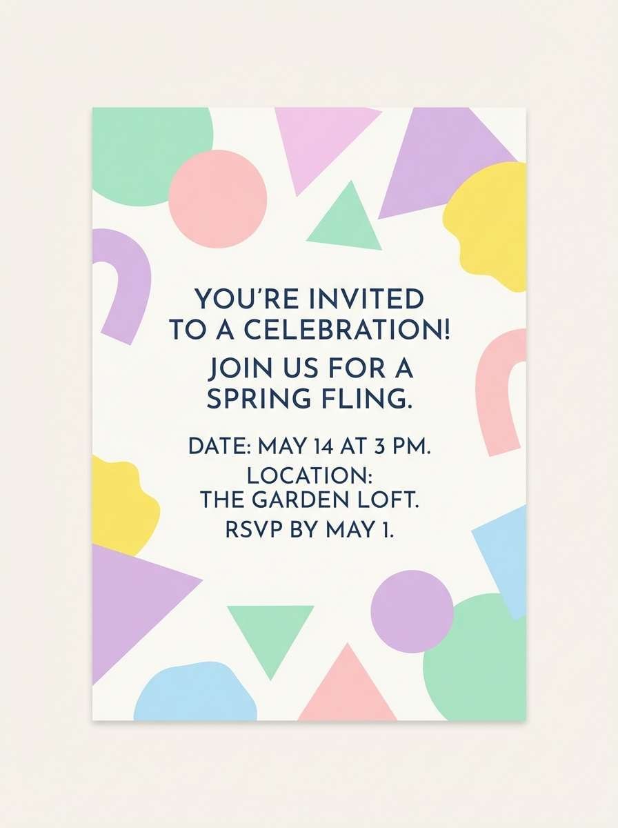 pastel invitation card