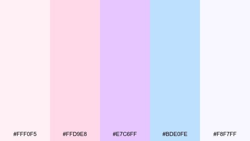pastel petals color palette with hex codes