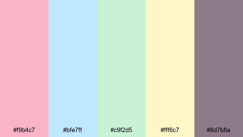 pastel picnic color palette with hex codes