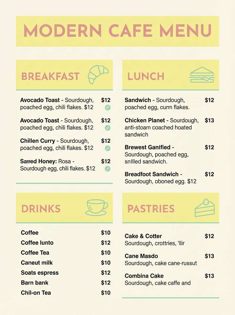 pastel cafe menu poster