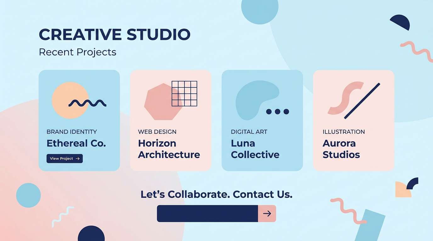 pastel portfolio ui with nautical accents