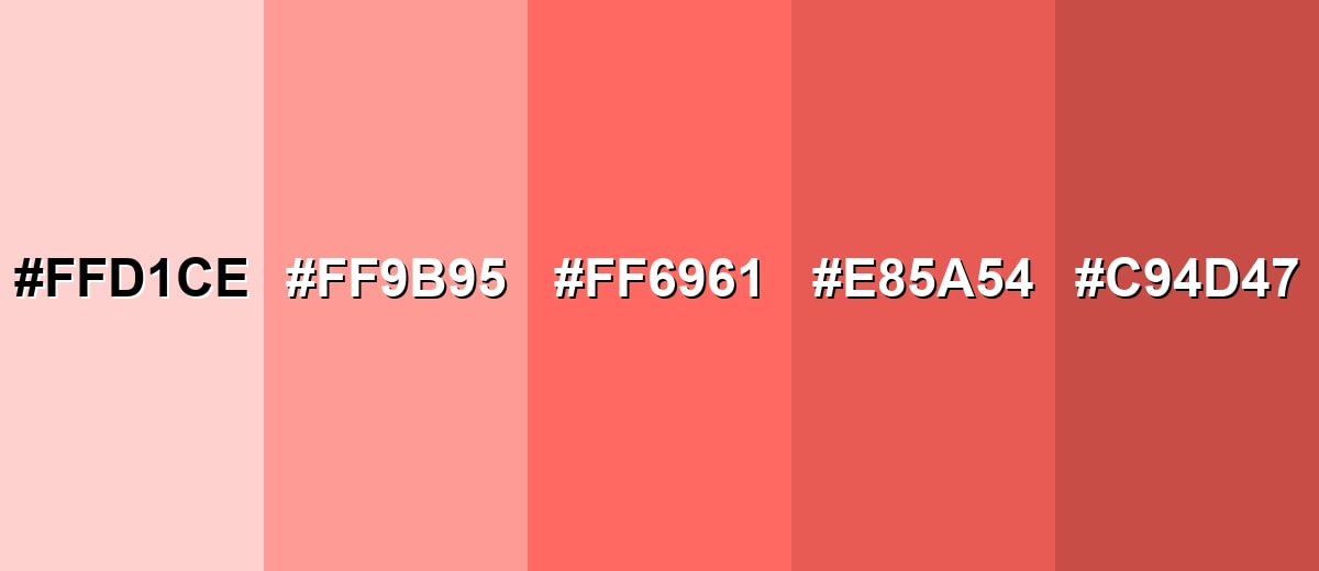 shades and variations of pastel-red