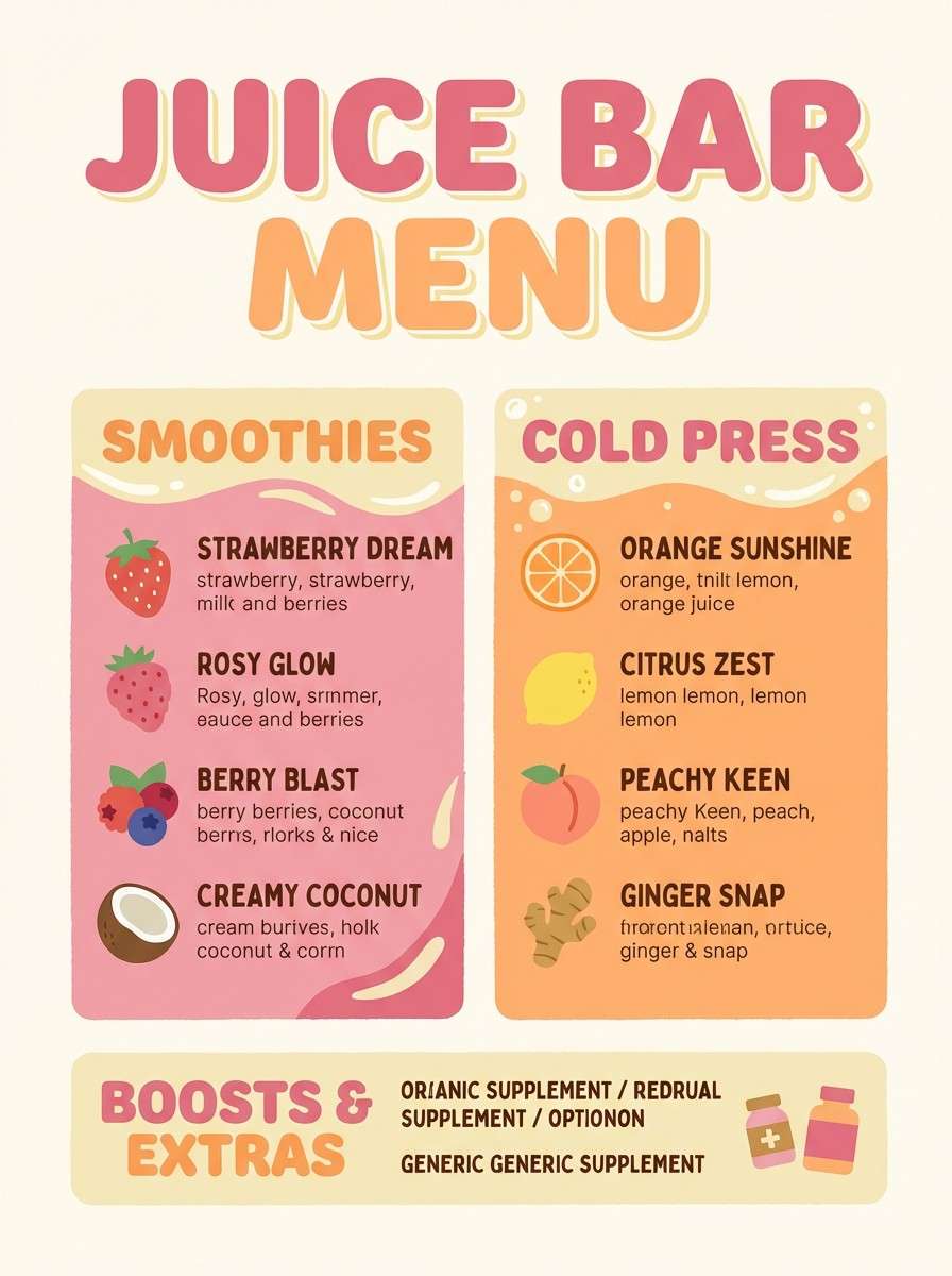 juice menu in rosy citrus