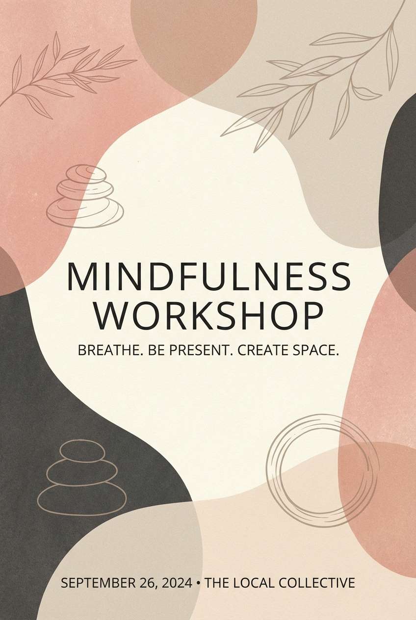 mindfulness poster in sandstone pink
