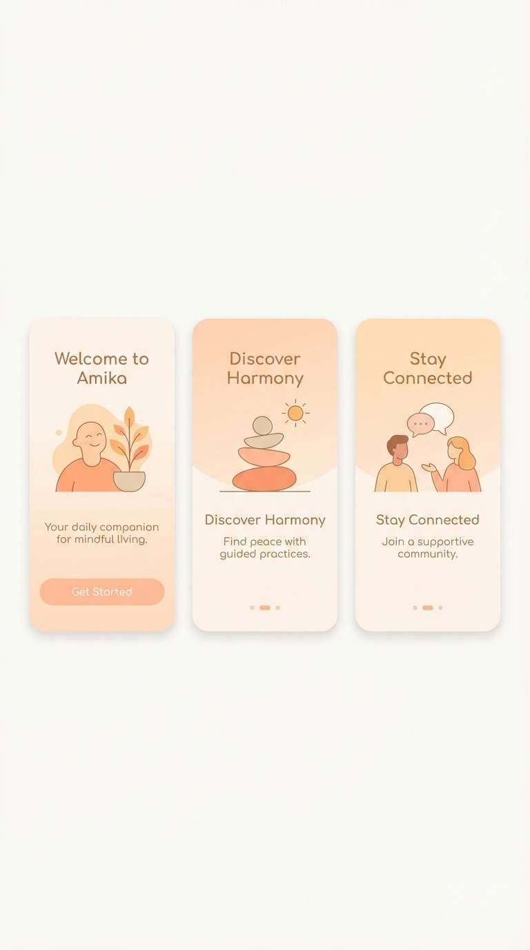 onboarding screens in apricot blush