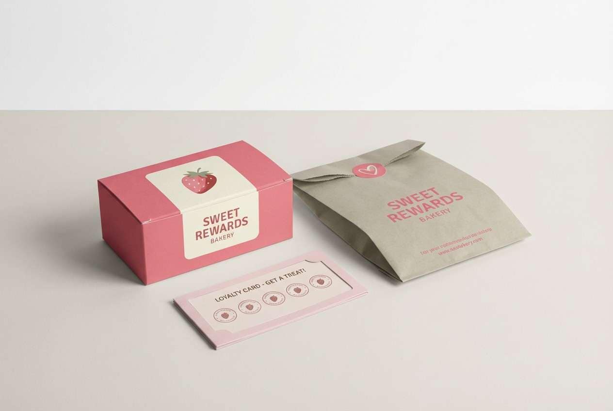 bakery card in soft pink