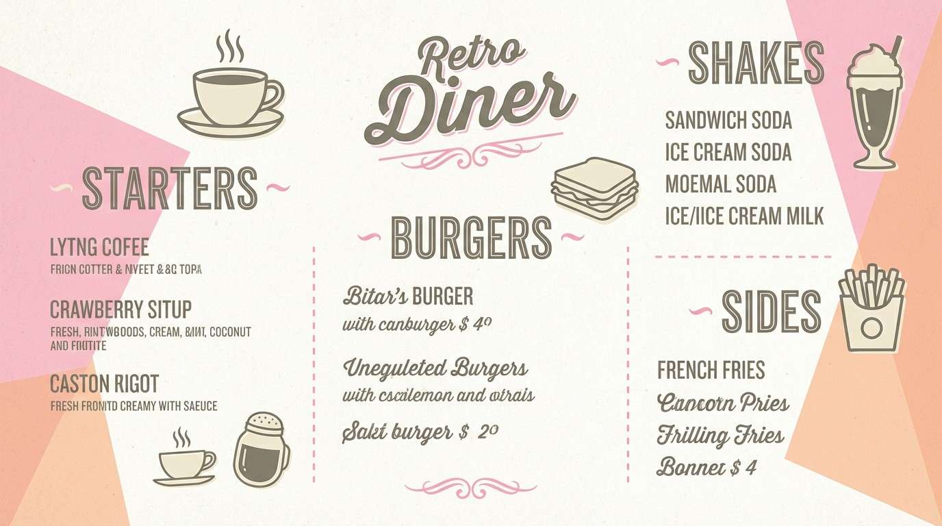 retro menu in candy pink