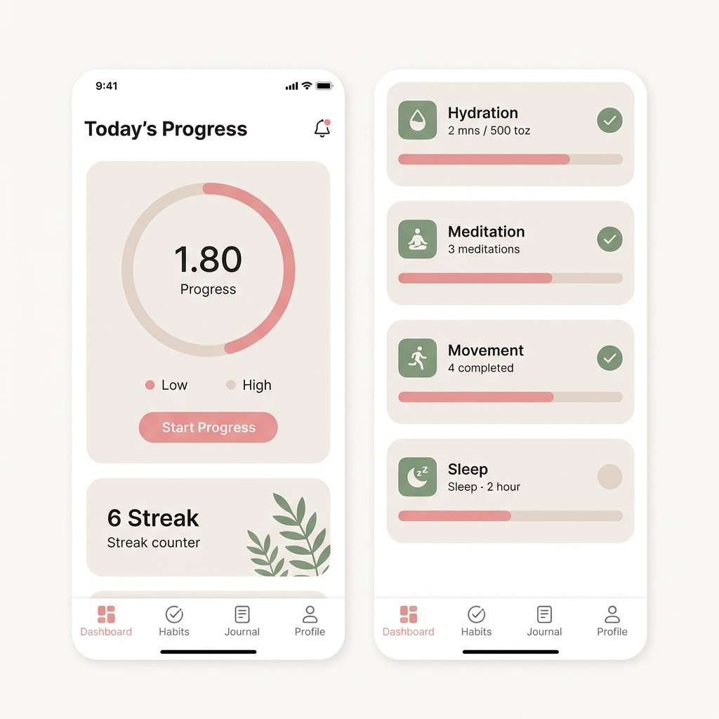wellness ui in blush sage