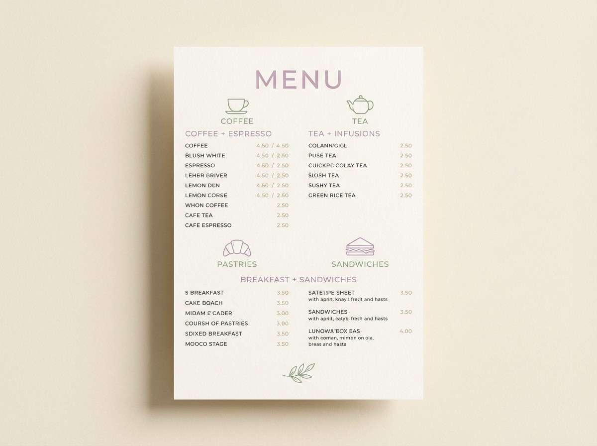 cozy cafe menu design