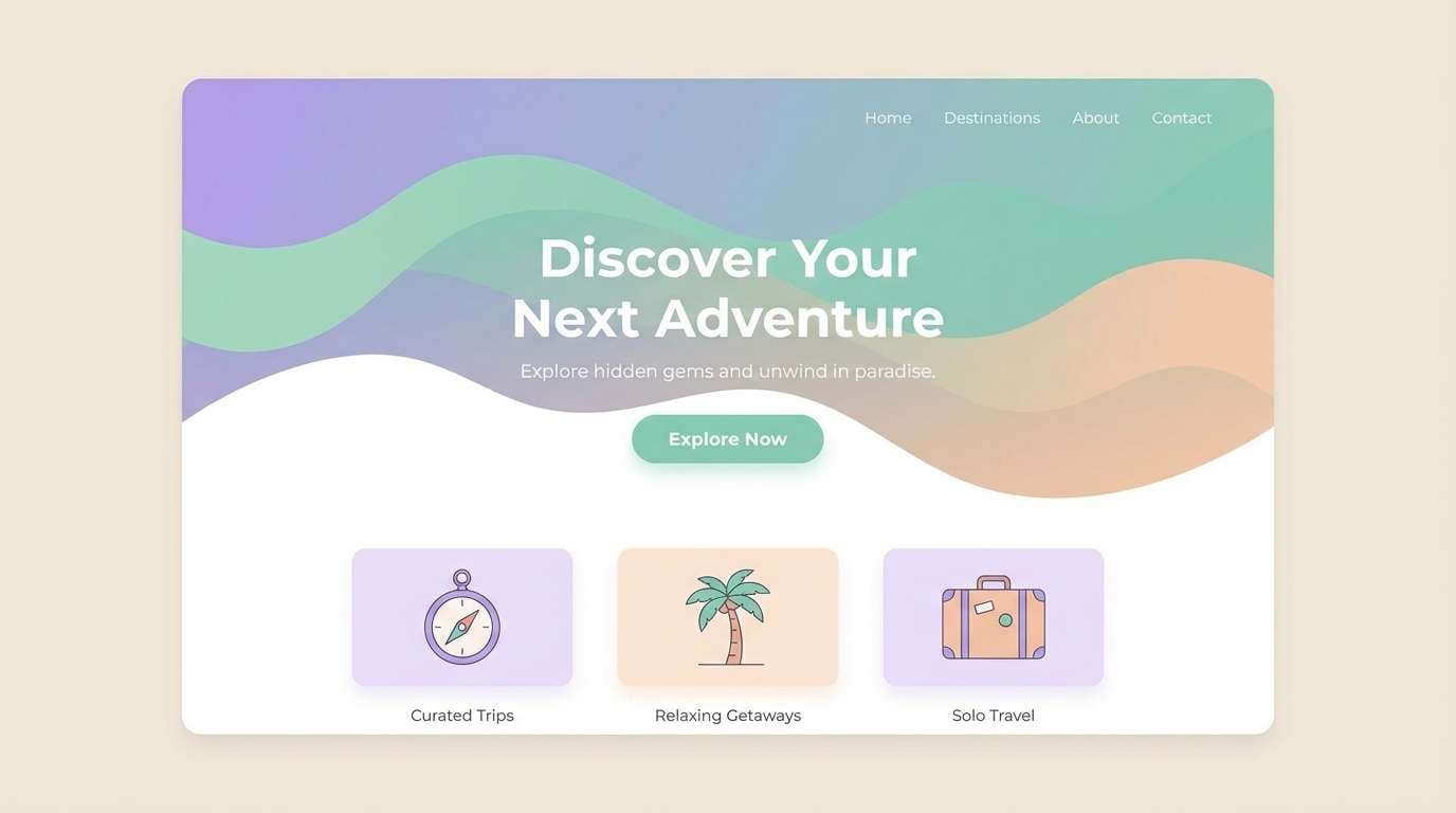 travel landing page mockup