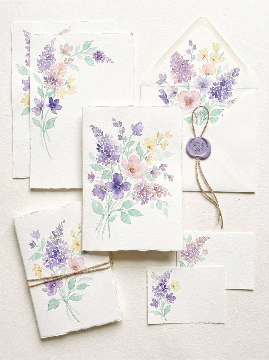 watercolor floral stationery