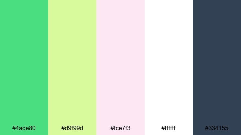pea shoot pastels color palette with hex codes