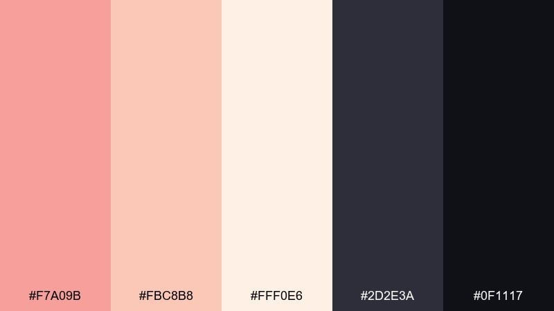 peach and ink salmon peach color palette with hex codes