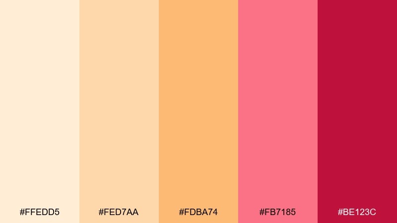 peach blossom gradient color palette with hex codes