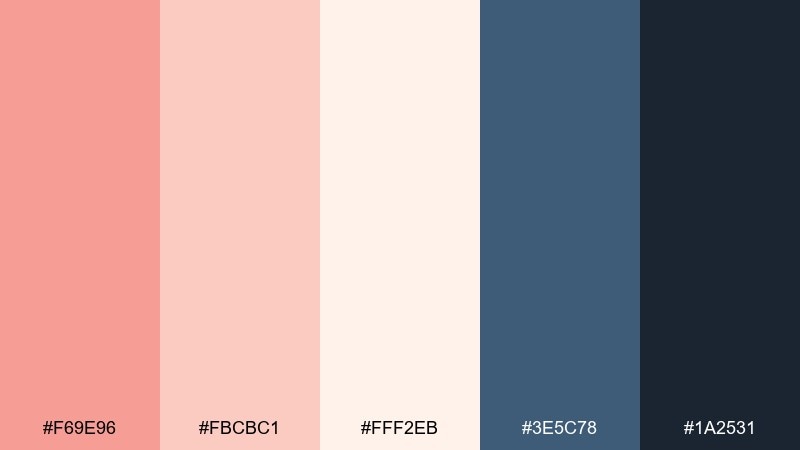 peach blossom night salmon peach color palette with hex codes