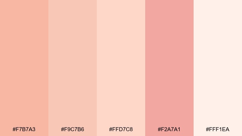 peach blush sunrise blush color palette with hex codes