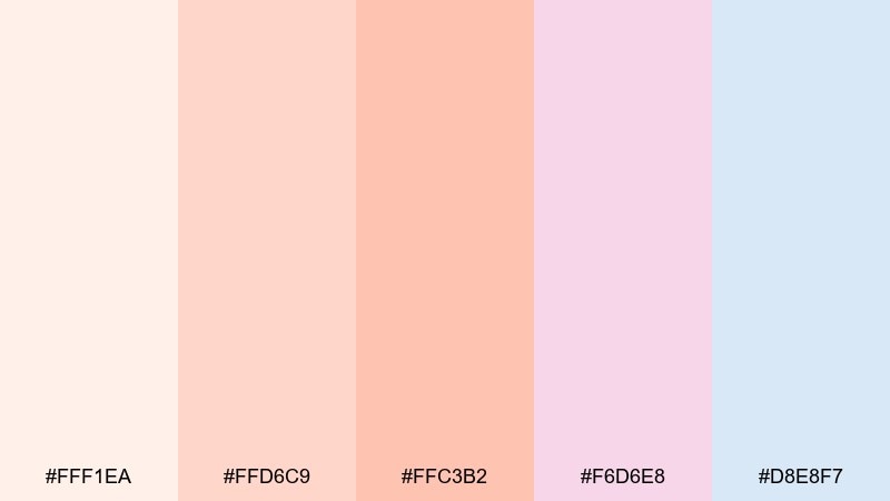 peach breeze light color palette with hex codes