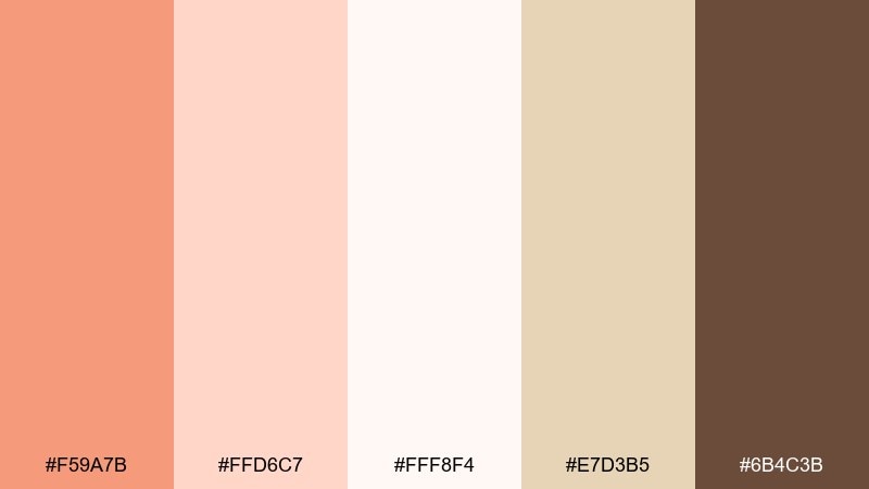 peach champagne wedding color palette with hex codes
