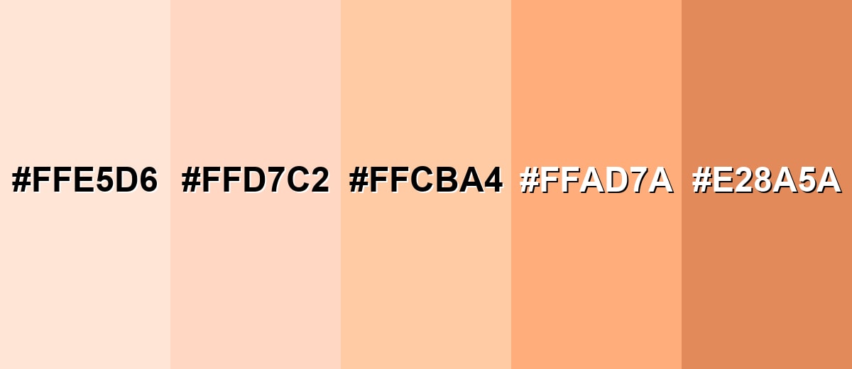 shades and variations of peach-color