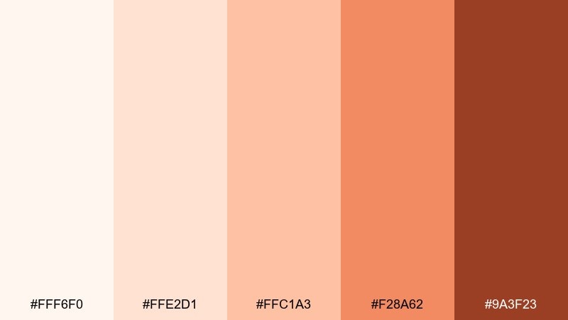 peach cream monochromatic color palette with hex codes