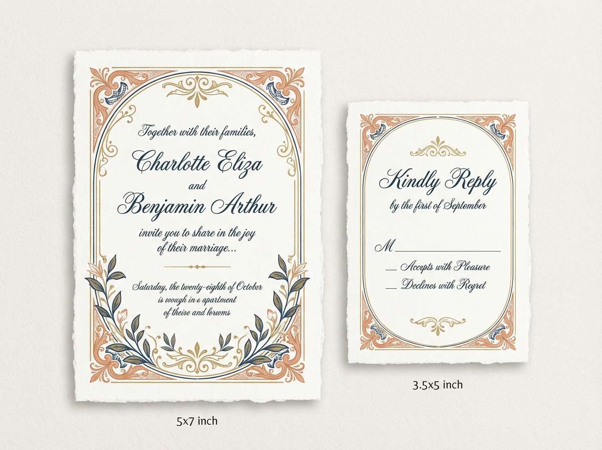 wedding invite orange blue