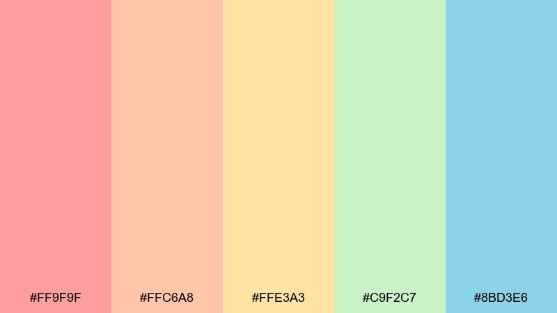 peach fizz candy color palette with hex codes