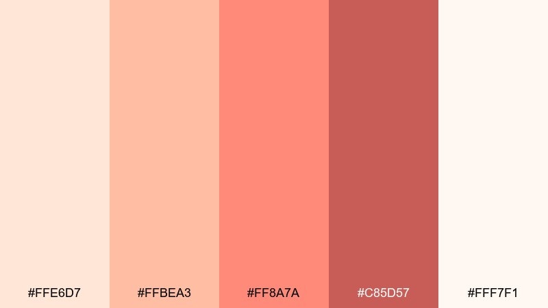 peach melba ice cream color palette with hex codes