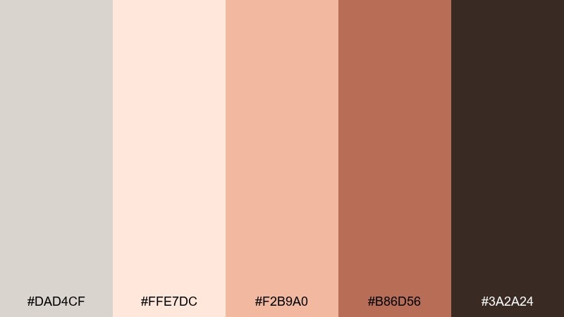 peach milk timberwolf color palette with hex codes