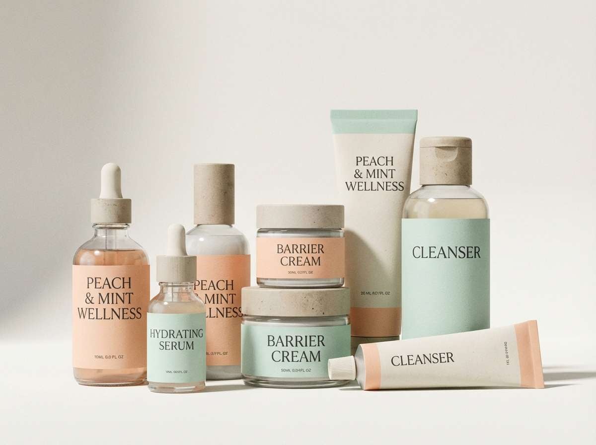 minimal skincare packaging in pastels