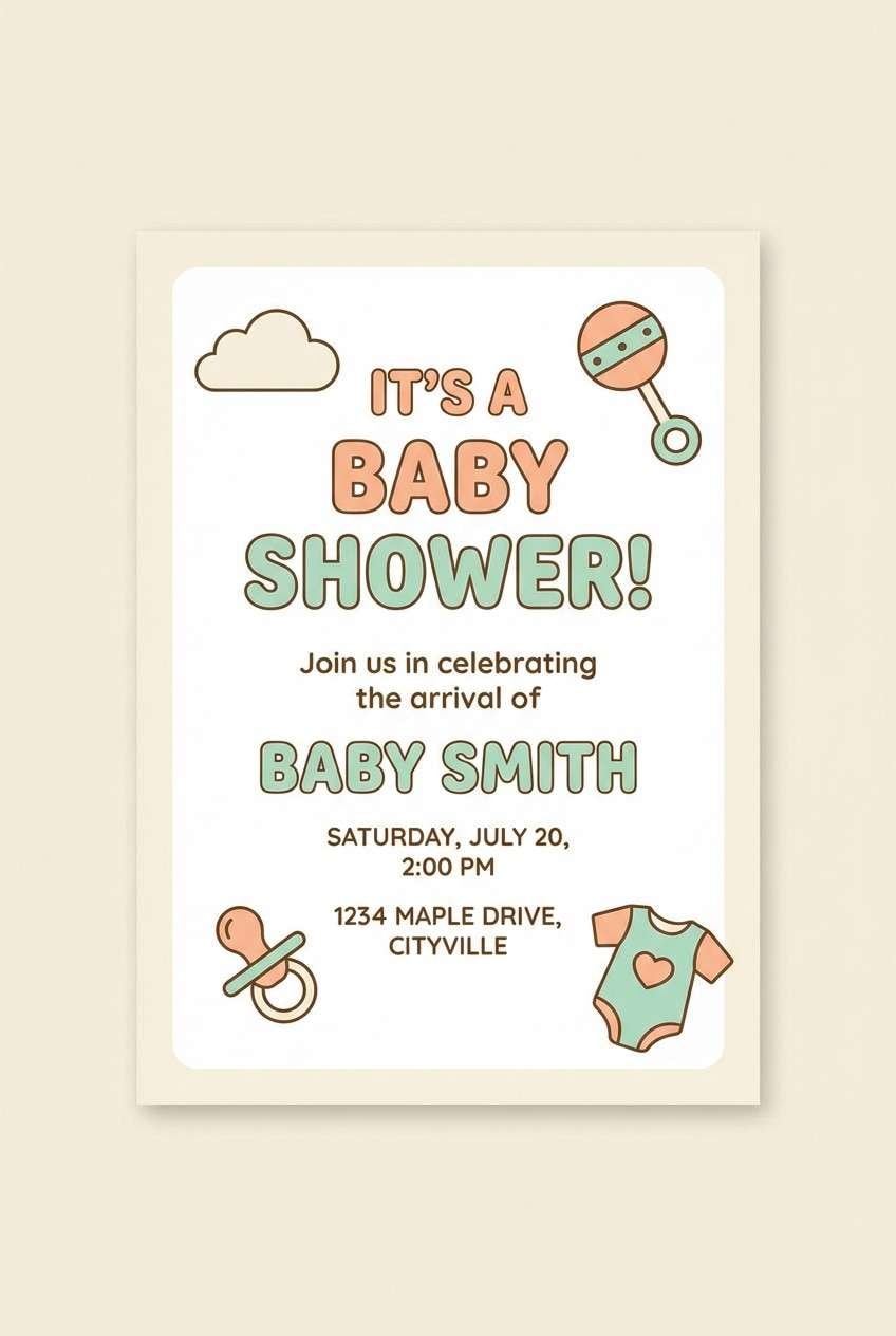 baby shower invite in pastels