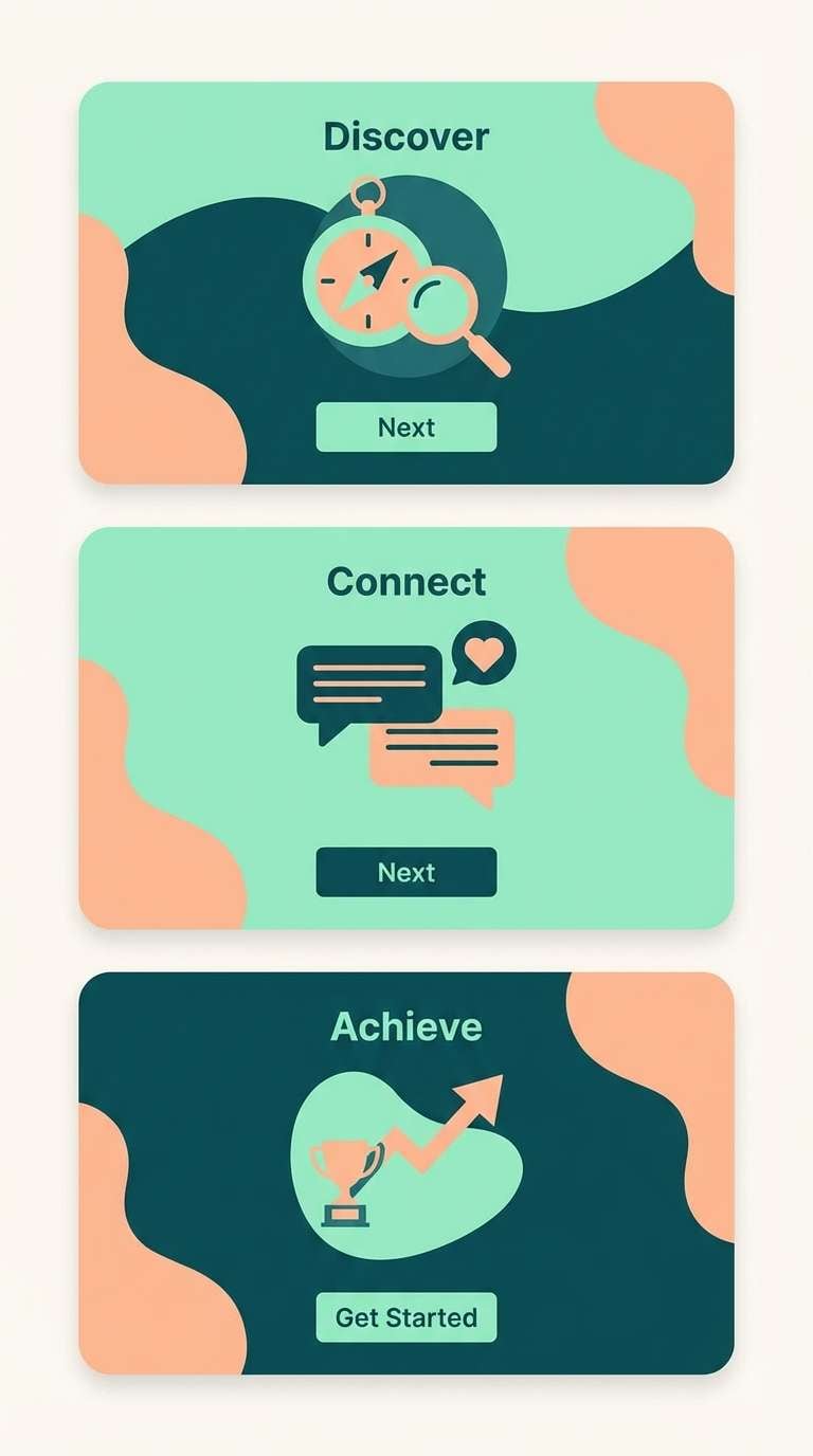 app onboarding in peach mint