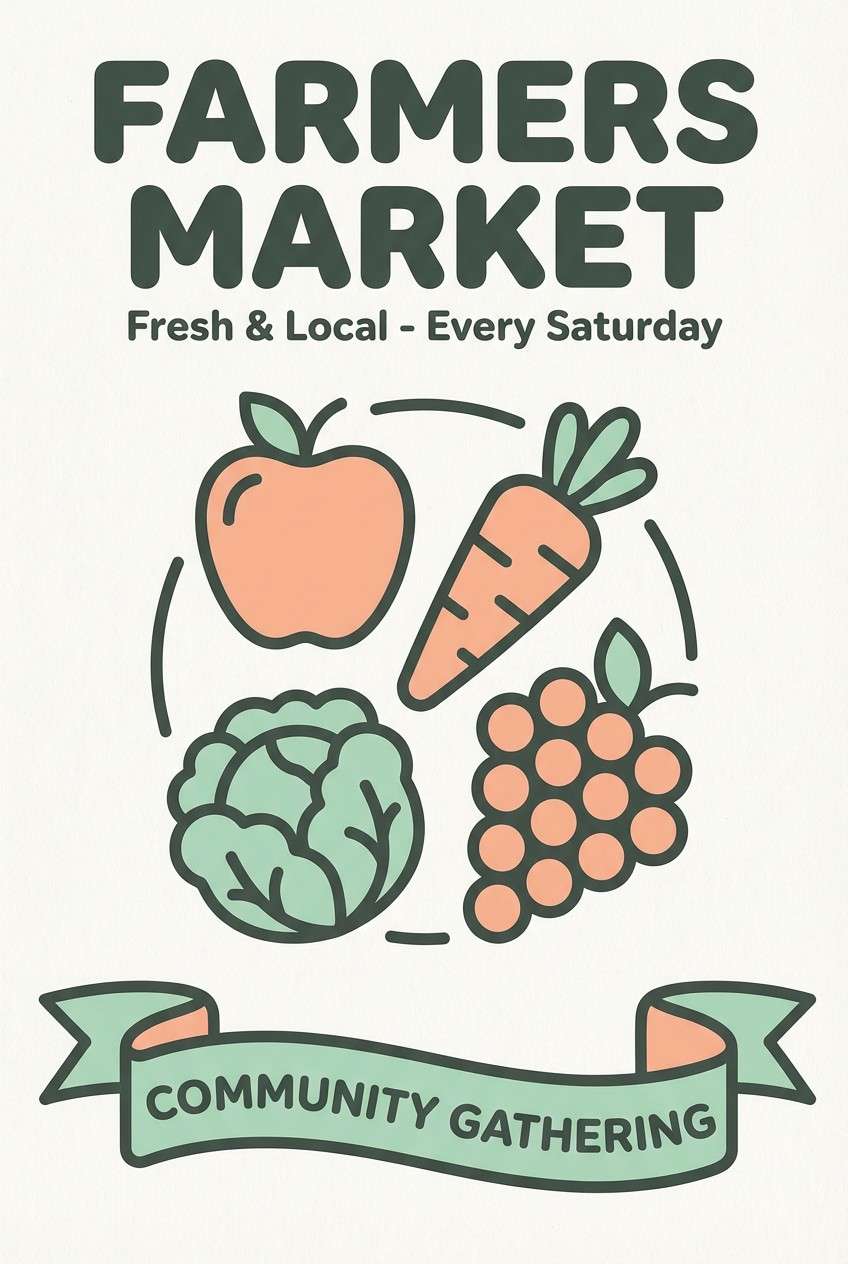 market poster in peach mint