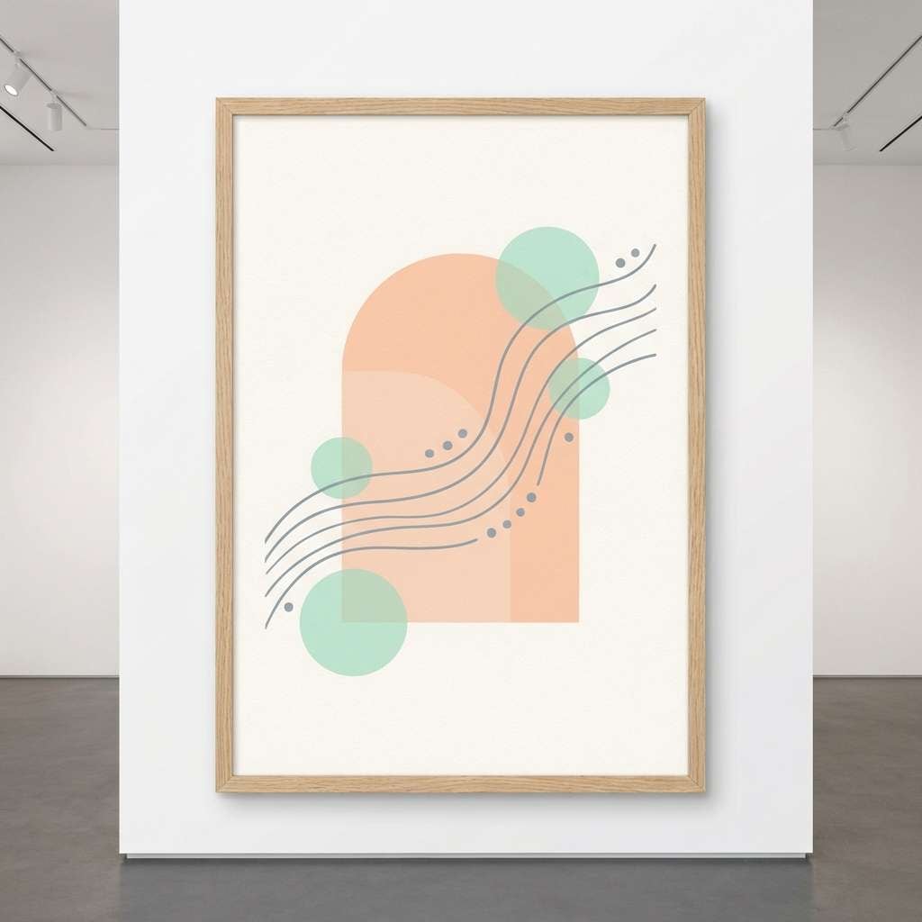 abstract art in peach mint