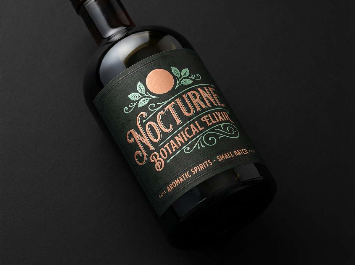 cocktail label in peach mint