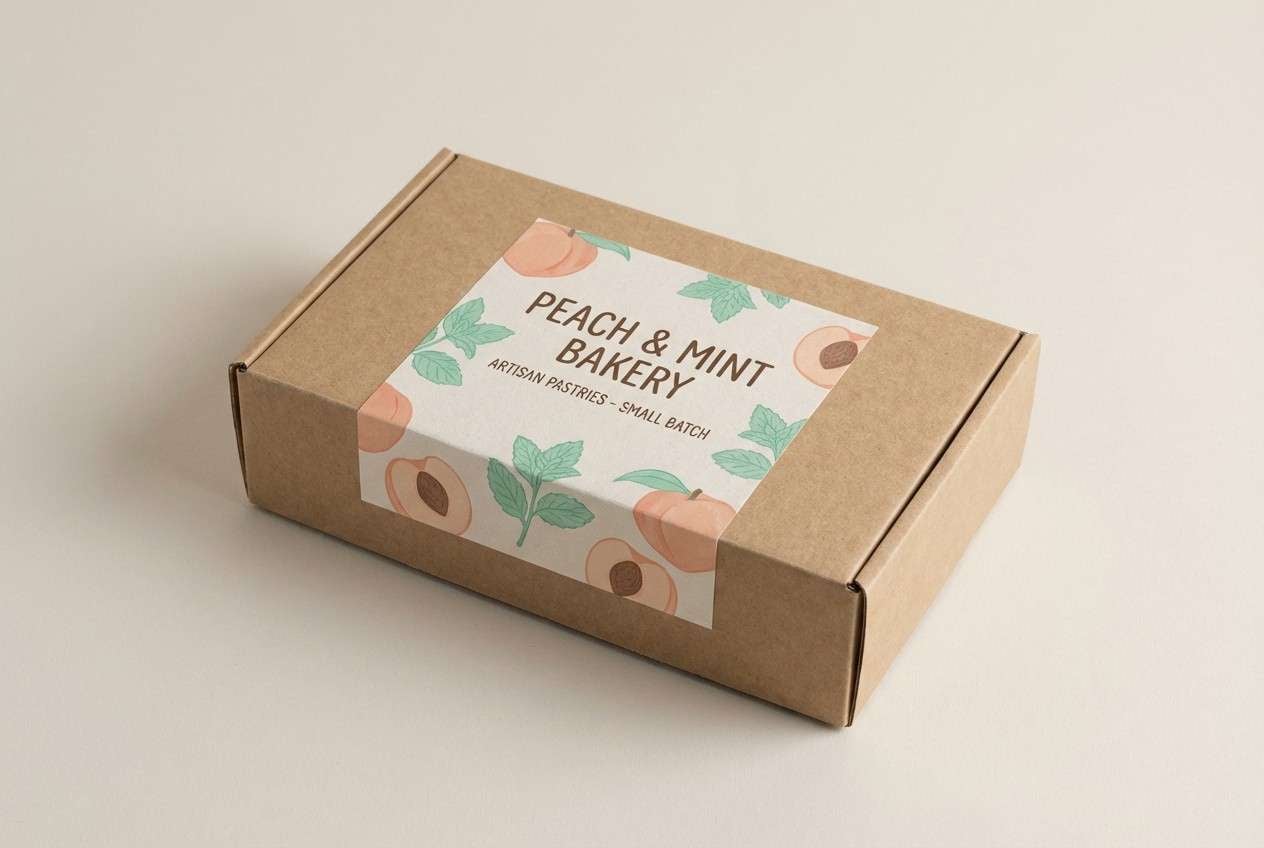 bakery label in peach mint