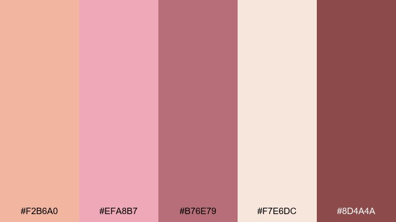 peach rosé color palette with hex codes