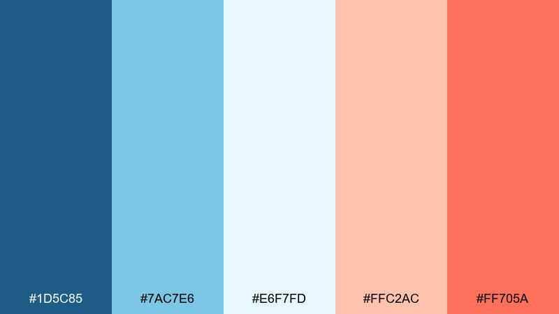 peach seltzer blue and peach color palette with hex codes