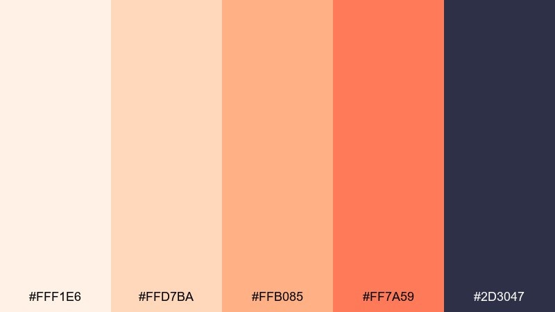 peach soda flat color palette with hex codes