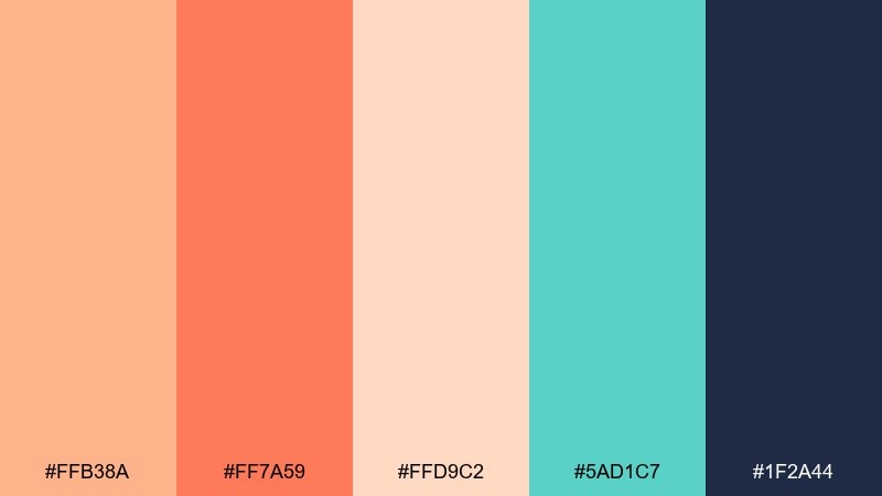 peach soda shore pixel art color palette with hex codes