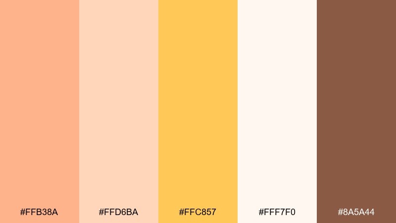 peach sorbet glow gold peach color palette with hex codes