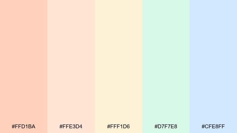peach sorbet pastel color palette with hex codes