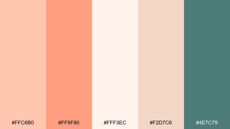 peach sorbet color palette with hex codes