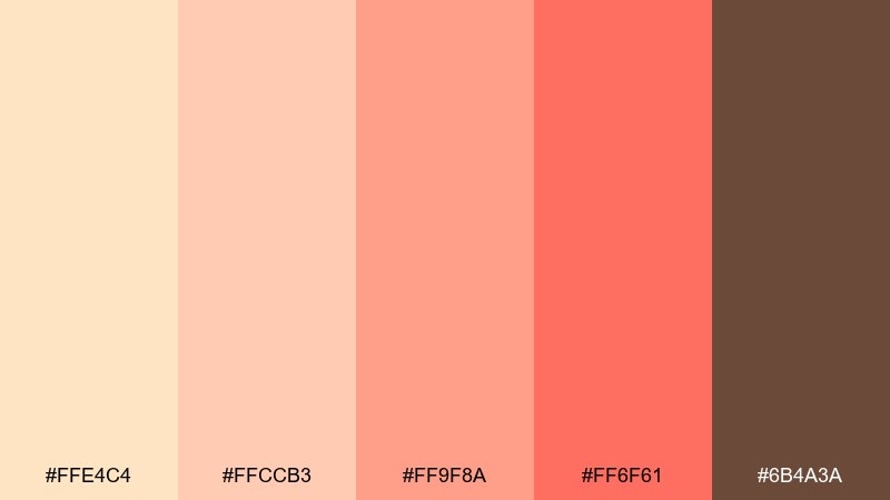 peach sorbet pop color palette with hex codes