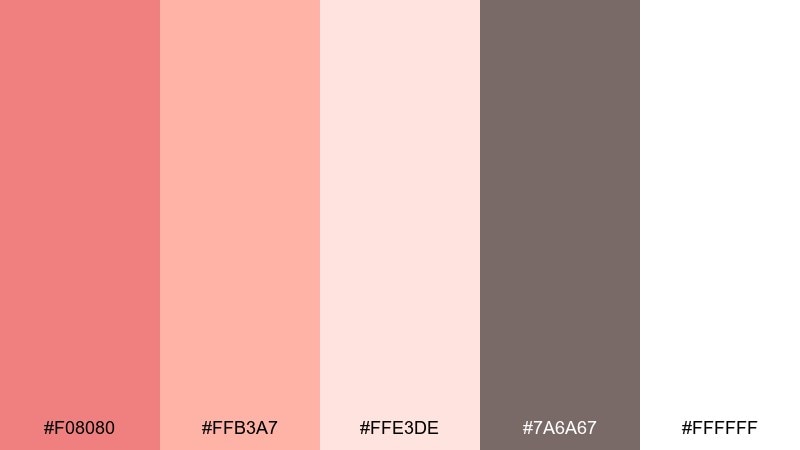 peach sorbet ui light coral color palette with hex codes