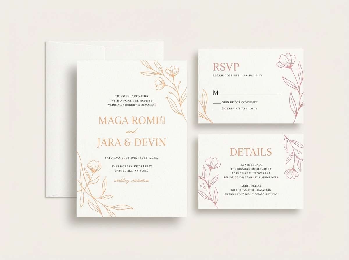 peach wedding invite
