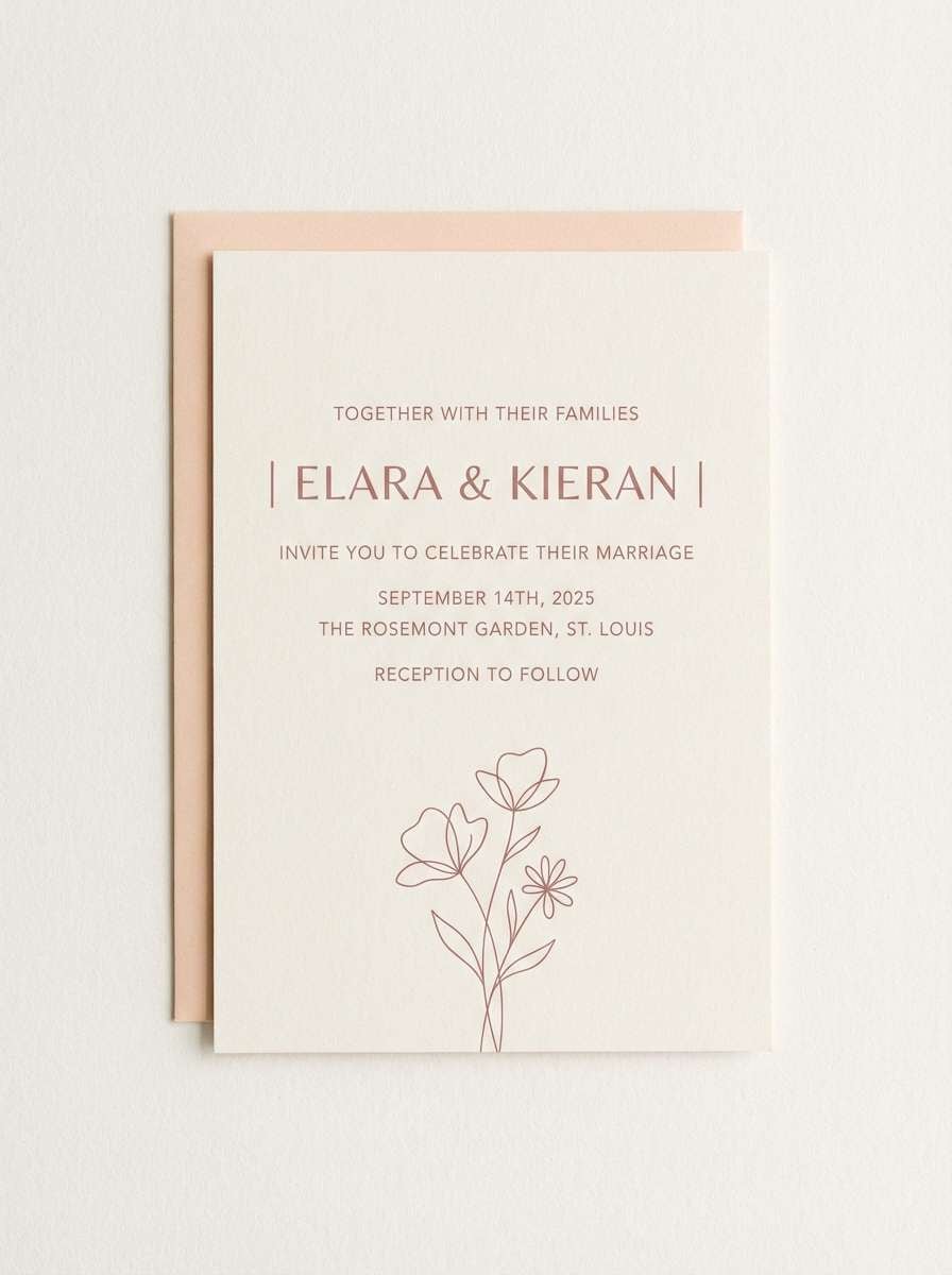 peach wedding invitation