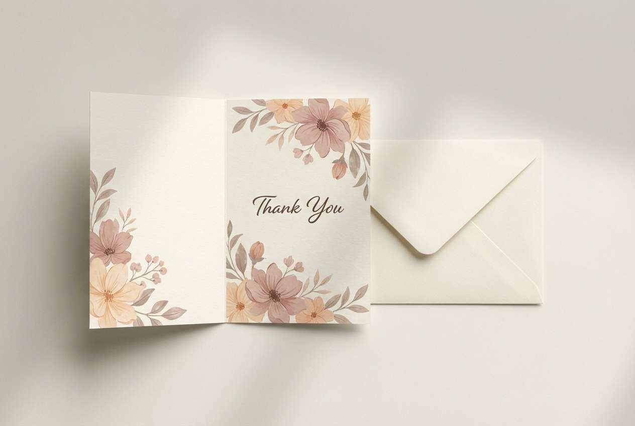 floral stationery thank you card