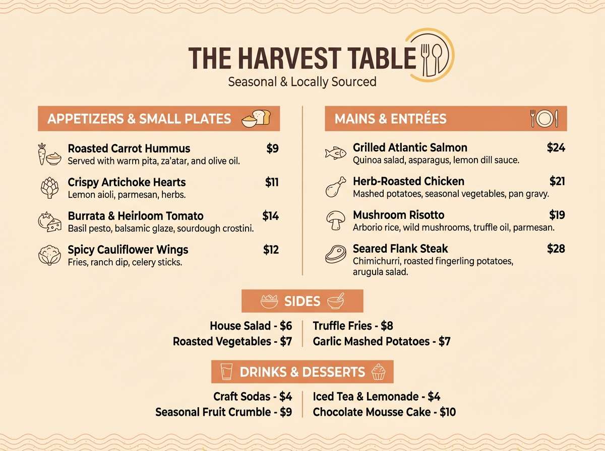 sunlit terracotta menu