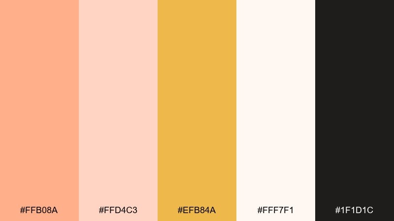 peachy gradient ui gold peach color palette with hex codes
