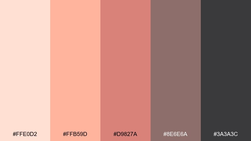 peachy halation vintage film color palette with hex codes